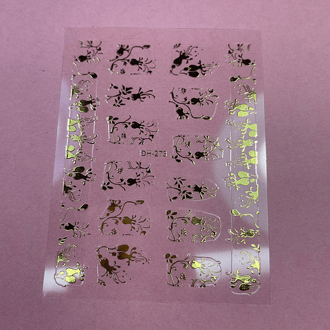 STICKER FLORES DORADAS 08