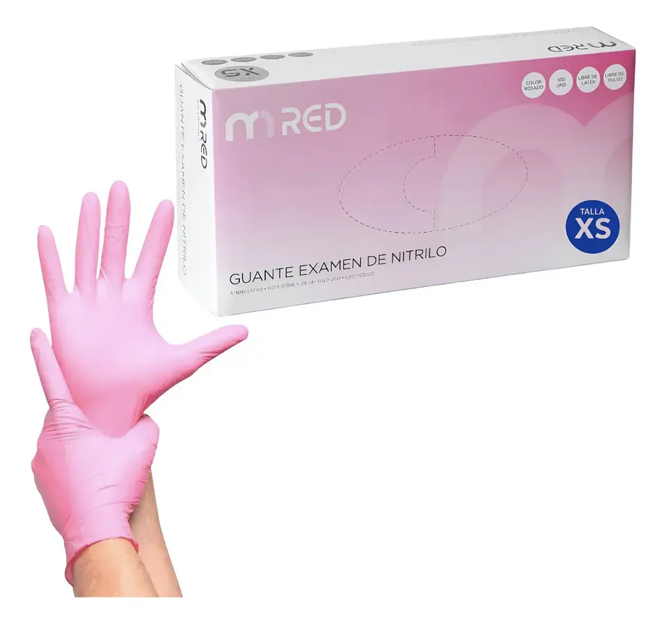 Guantes de nitrilo rosados  1