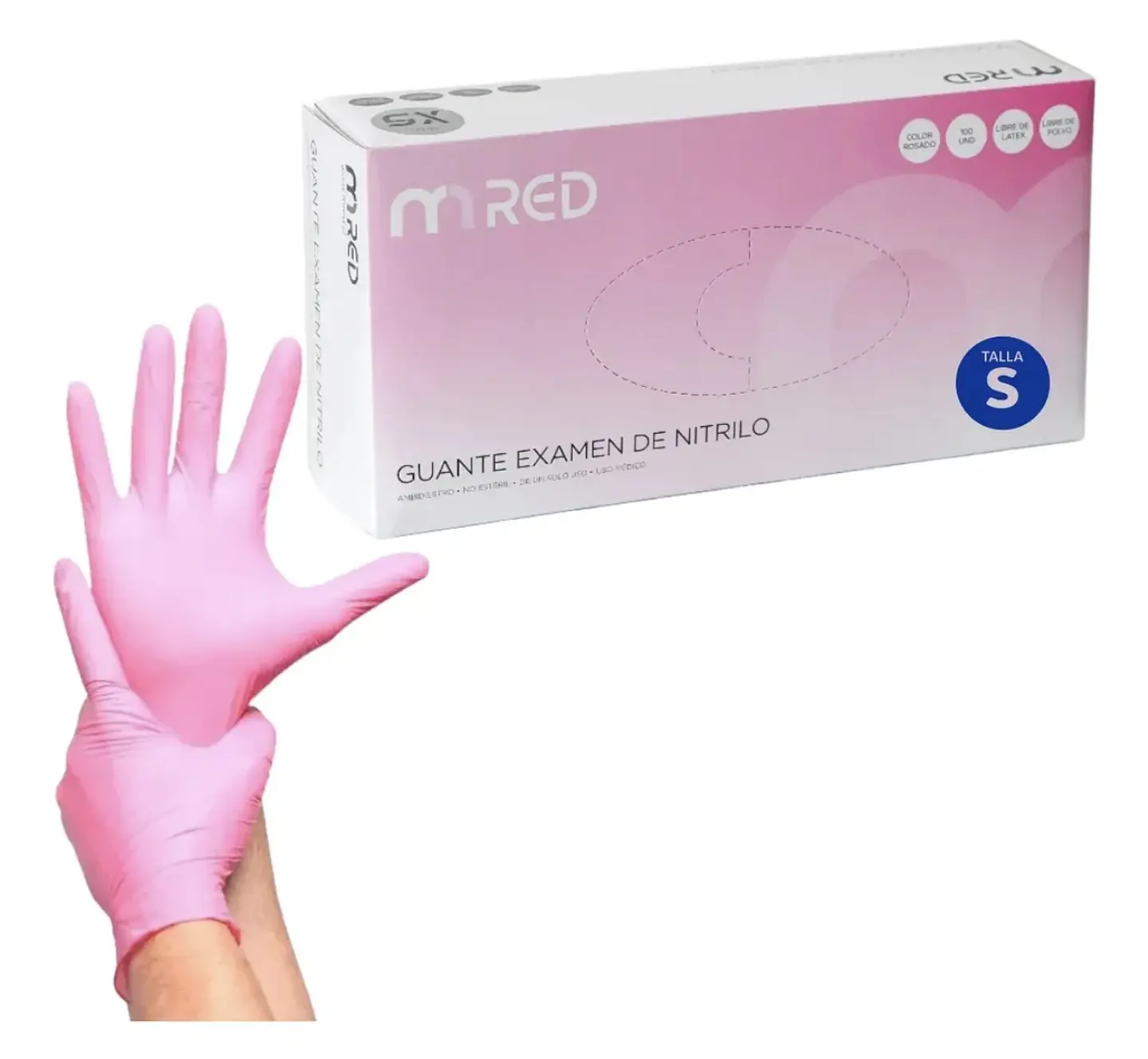 Guantes de nitrilo rosados  2