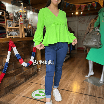 Blusa Tamara peplum verde flúor 