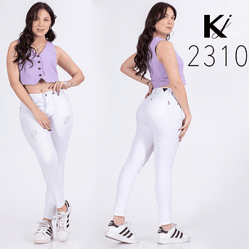 Jeans KJ blanco 2310 strech tiro alto 