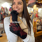 Guantes bordados negro y rojo 