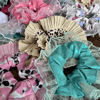 Mini rumbas scrunchies  variedad de diseños y colores