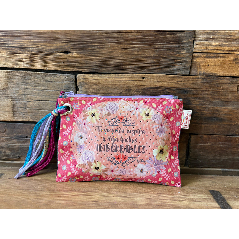 Estuche XL tu vocación inspira y deja huellas imborrables flores rojo lila