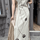 Vestido Kisu fiesta largo central bronce beige