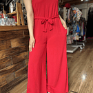 Enterito tirantes rojo con cinturon