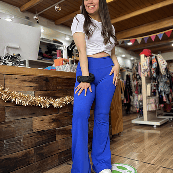 Calza flare suplex brasileño azul rey pretina alta