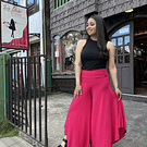 Palazzo asimetrico fucsia modal algodon