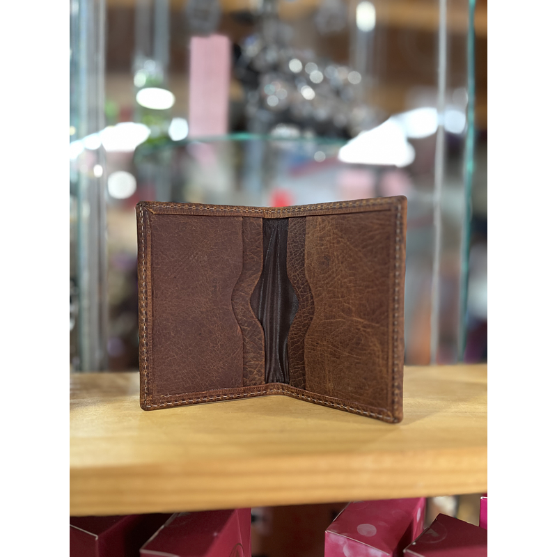 Tarjetero cuero camel intenso envejecido