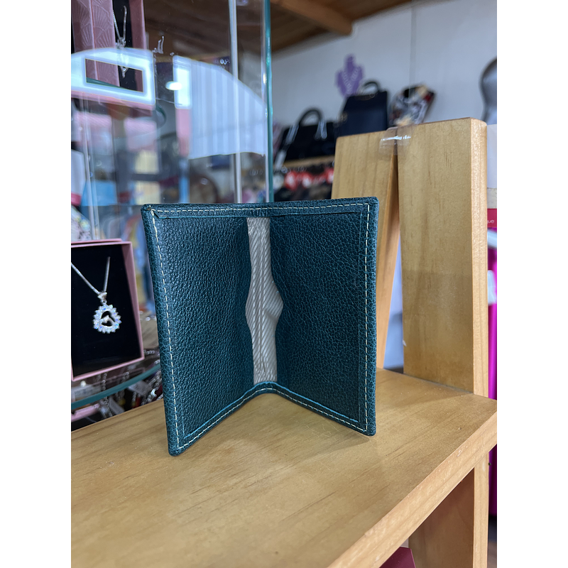 Tarjetero cuero verde esmeralda 2