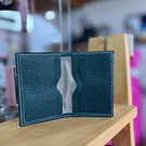 Tarjetero cuero verde esmeralda 2