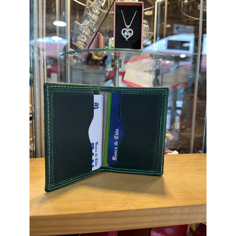 Tarjetero cuero verde esmeralda 1