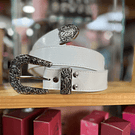 Cinturon cuero blanco richatto 3,5 cms ancho con puntera 