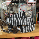 Cinturon cuero cebra 3,5 cms ancho con puntera