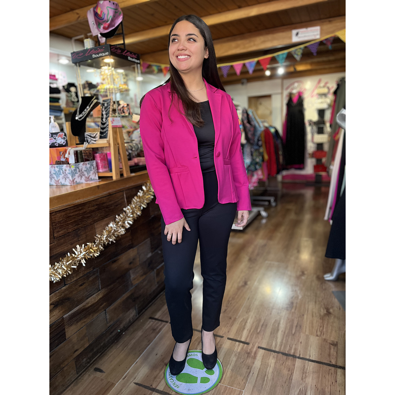 Blazer con boton algodon fucsia