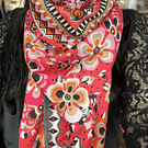 Pañuelo borlas 130*130 cms coral etnic multicolor