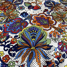 Pañuelo seda 130*130 cms blanco diseño multicolor