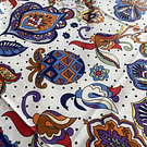 Pañuelo seda 130*130 cms blanco diseño multicolor