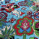 Pañuelo seda 130*130 cms celeste diseño multicolor