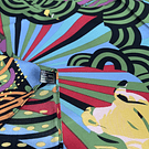 Pañuelo seda 130*130 cms morado diseño print