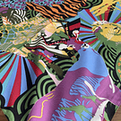 Pañuelo seda 130*130 cms morado diseño print