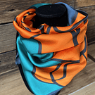 Pañuelo seda 70*70 cms verde flor naranjo