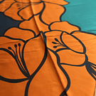 Pañuelo seda 70*70 cms verde flor naranjo