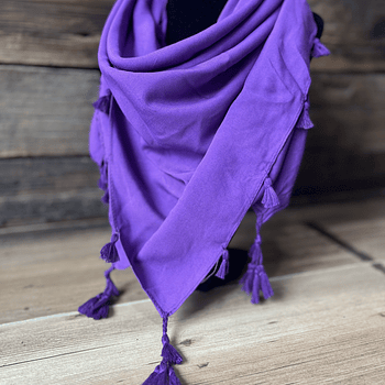 Pañuelo viscosa 90*90 cms morado borlas