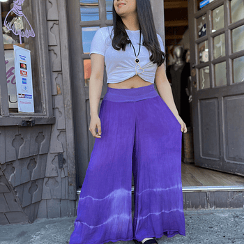 Pantalon kisu bambula morado teñido a mano