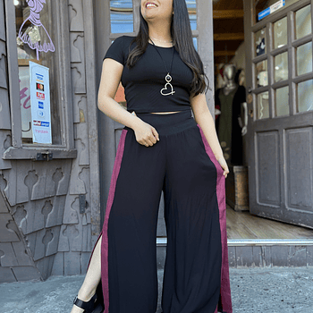 Palazzo kisu Tajali viscosa lino negro burdeo