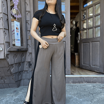 Palazzo kisu Tajali viscosa lino cafe negro