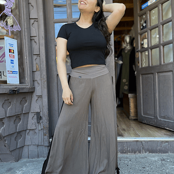 Bombacho kisu Tajali viscosa lino cafe negro