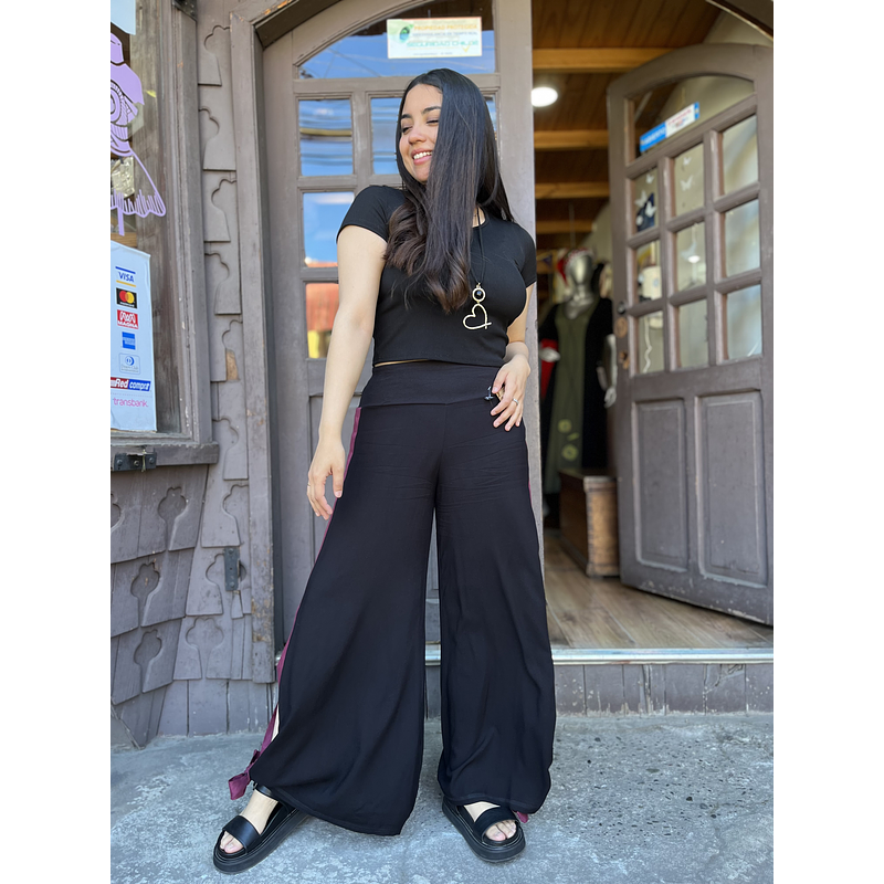 Bombacho kisu Tajali viscosa lino negro burdeo