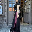 Bombacho kisu Tajali viscosa lino negro burdeo