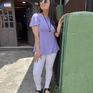 Polera Karla lila  modal algodon manga corta vuelo