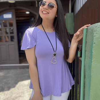 Polera Karla lila  modal algodon manga corta vuelo