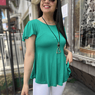 Polera Karla verde esmeralda modal algodon manga corta vuelo