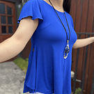 Polera Karla azul rey modal algodon manga corta vuelo