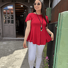 Polera Karla rojo italiano modal algodon manga corta vuelo