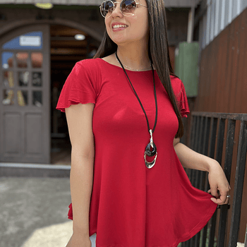 Polera Karla rojo italiano modal algodon manga corta vuelo