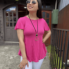 Polera Karla fucsia modal algodon manga corta vuelo