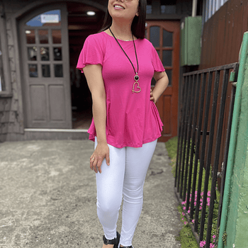 Polera Karla fucsia modal algodon manga corta vuelo