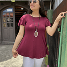Polera Karla burdeo modal algodon manga corta vuelo