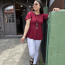 Polera Karla burdeo modal algodon manga corta vuelo