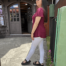 Polera Karla burdeo modal algodon manga corta vuelo