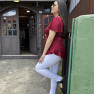 Polera Karla burdeo modal algodon manga corta vuelo