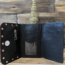 Billetera cuero corazon alado rojo  dorado 3 cuerpos