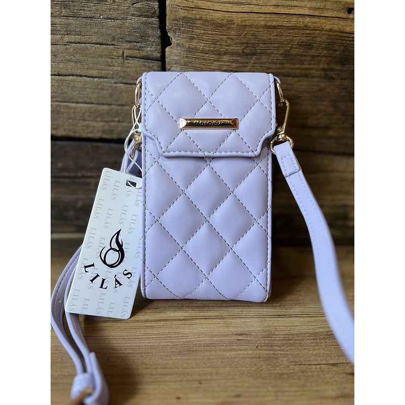 Porta celular tarjetero Lilas lila texturado