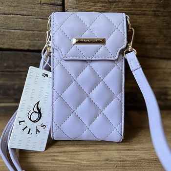 Porta celular tarjetero Lilas lila texturado