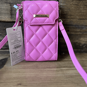 Porta celular tarjetero Lilas fucsia texturado